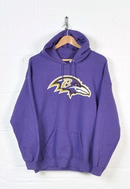 Vintage NFL Baltimore Ravens Hoodie Sweatshirt Purple Large
