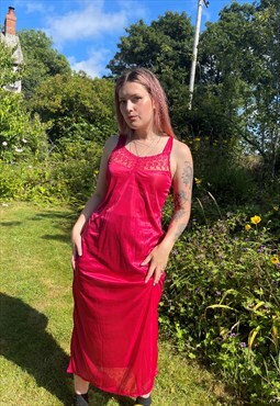 Vintage 00s Y2K Lace Detail Maxi Summer Slip Dress