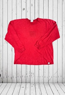 VINTAGE Red long-sleeved embossed NIKE T-shirt 