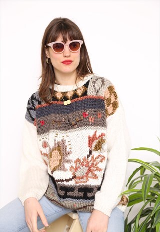 VINTAGE 90S FLORAL KNIT JUMPER
