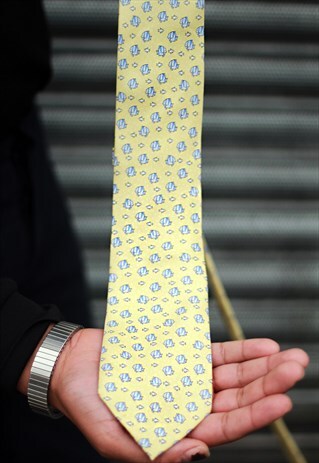TOMMY HILFIGER FISH PURE SILK YELLOW TIE