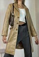 Vintage Y2k Tan Cream Leather Long Coat Jacket