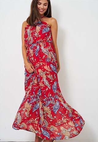 TABITHA RED PAISLEY MAXI DRESS