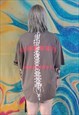 BONES PRINT TEE SPINE GRAFFITI T-SHIRT SKELETON TOP IN GREY