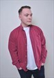 Vintage oversized red shirt, men retro button down 