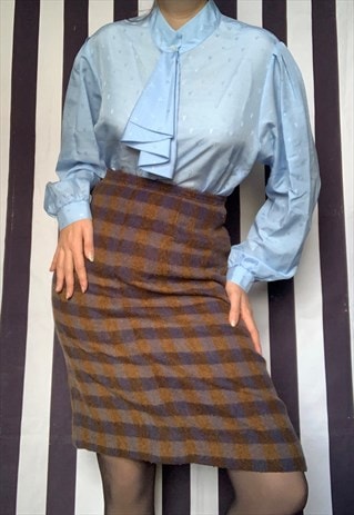 VINTAGE 70S TWEED PENCIL WOOL SKIRT, UK10/12