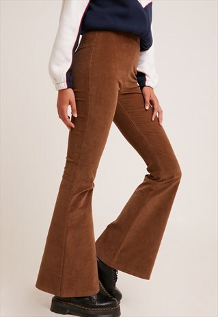 FLARED TROUSERS IN BROWN VELVET