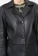 VINTAGE BLACK LEATHER TRENCH COAT WOMEN