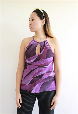 70S STYLE PURPLE ABSTRACT PRINT TOP