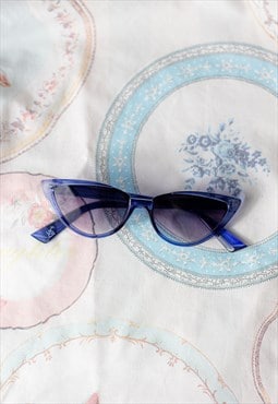 Transparent Blue Half Moon Cat Eye Sunglasses