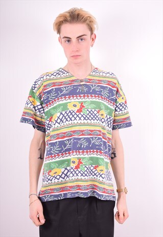 MENS VINTAGE T-SHIRT TOP XL MULTI 90'S