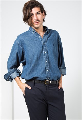 VINTAGE 80'S POLO RALPH LAUREN DENIM SHIRT / 0086 / 401-4