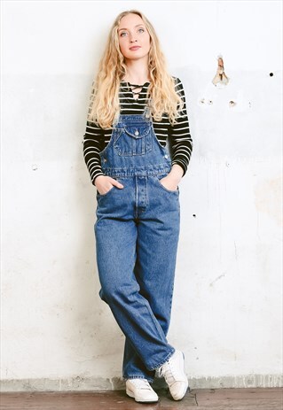 VINTAGE 90S BLUE DENIM WORK DUNGAREES