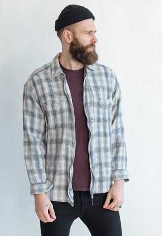 VINTAGE 90S GRUNGE CHECKERED SHIRT WITH ZIP