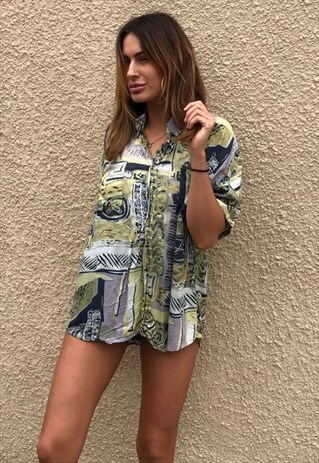 PATTERNED OVERSIZED RETRO VINTAGE UNISEX FESTIVAL SHIRT