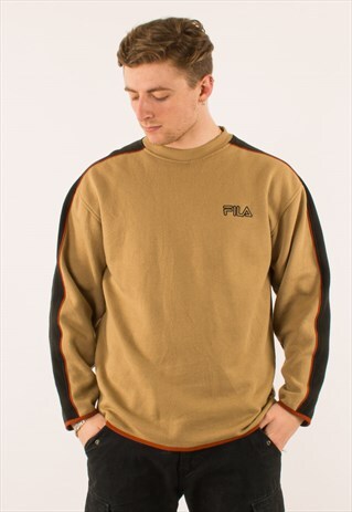VINTAGE BEIGE FILA CREWNECK SWEATSHIRT MEDIUM