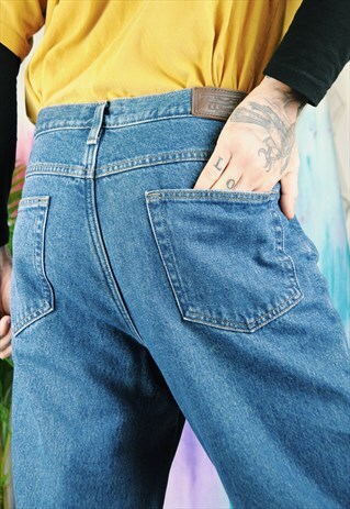VINTAGE 90'S LL BEAN FLEECE LINED JEANS BLUE