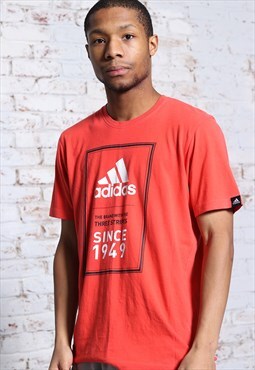 Vintage Adidas Big Print Logo T-Shirt Red