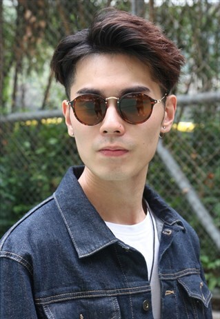 TORTOISE FRAME ROUND SUNGLASSES