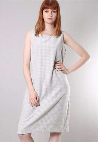 VINTAGE 80S CHECK PATTERNED SHIFT DRESS