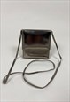 80'S VINTAGE LEATHER PEWTER METALLIC EVENING LADIES MINI BAG