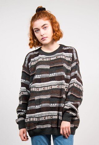 VINTAGE 90'S GRUNGE PATTERNED KNIT JUMPER