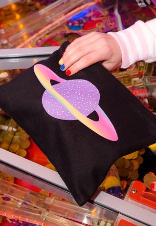 PLANET PURPLE CANDY CLUTCH BAG
