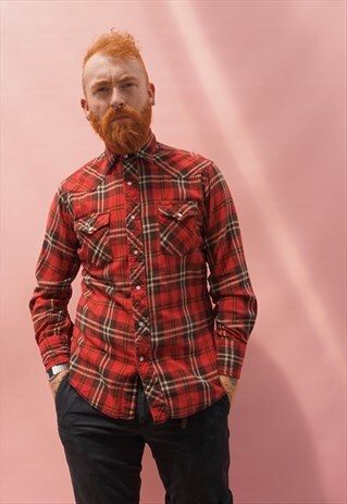 VINTAGE WRANGLER RED WESTERN SHIRT