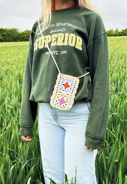 Cream Handmade Crochet Phone Bag with Cross Body Strap