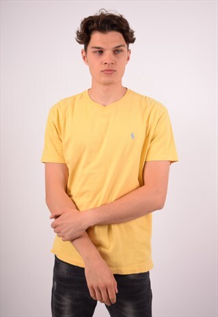 VINTAGE POLO RALPH LAUREN T-SHIRT TOP YELLOW
