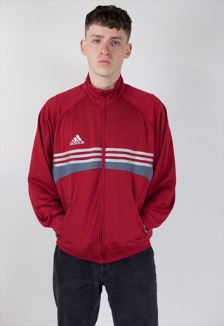 VINTAGE ADIDAS RED ZIP UP 90'S JACKET