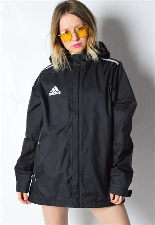BLACK MINIMALIST ADIDAS SHELL RAIN COAT JACKET