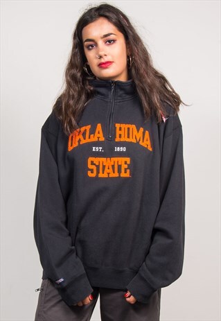 90'S VTG OKLAHOMA STATE COLLEGE STYLE QUARTER ZIP SWEATSHIRT
