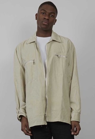 VINTAGE 90'S CREAM HEAVY CORDUROY WORKMAN JACKET