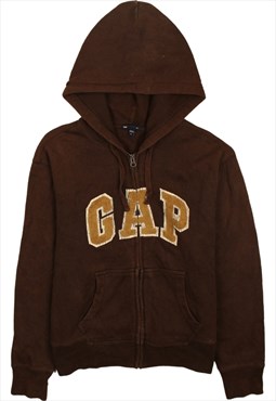 Vintage 90's Gap Hoodie Spellout Full Zip Up Brown Small