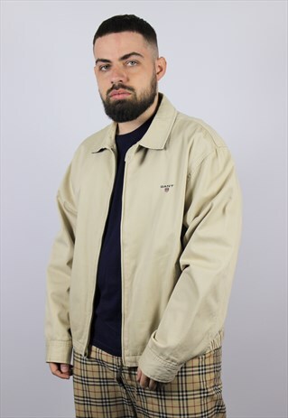 MENS VINTAGE GANT HARRINGTON JACKET BEIGE SIZE M