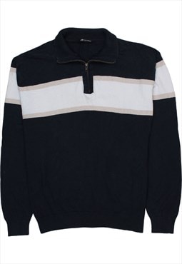 Vintage 90's South Bay Sweatshirt Quater Zip Striped Navy