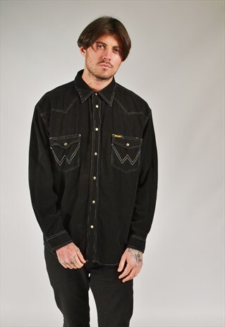 VINTAGE WRANGLER CORDUROY SHIRT BLACK