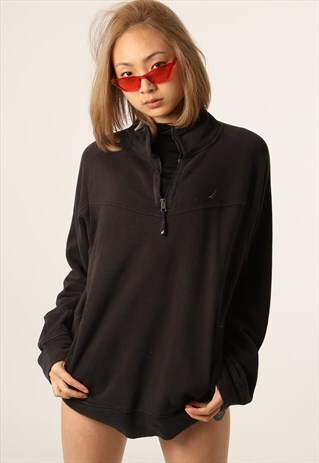 VINTAGE NAUTICA EMBROIDERED LOGO 1/4 ZIP SWEATSHIRT