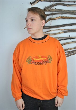VINTAGE ORANGE PALM SWEATSHIRT, HAWAII PRINT