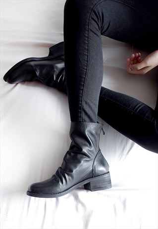 SOFT LEATHER SOCK BOOTS - BLACK