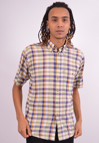 FILA MENS VINTAGE SHIRT MEDIUM MULTI CHECK 90S
