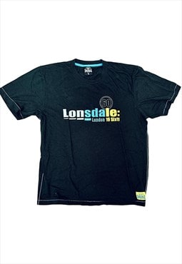 Vintage Lonsdale Embroidered 90s Black T-shirt