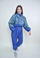 90S ONE PIECE SKI SUIT, RETRO ABSTRACT SNOWSUIT MEDIUM SIZE 