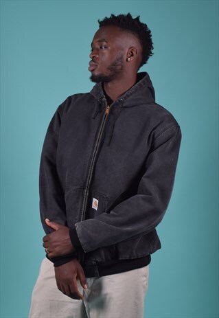 VINTAGE CARHARTT FADED BLACK CANVAS JACKET
