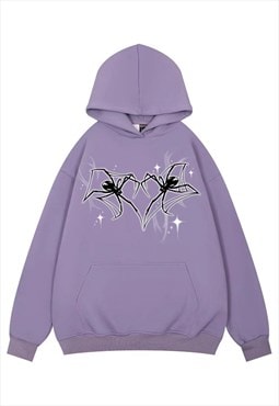 Spider hoodie gothic pullover retro cyberpunk jumper purple