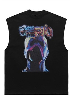 Cyber punk sleeveless tshirt retro rave tank top surfer vest