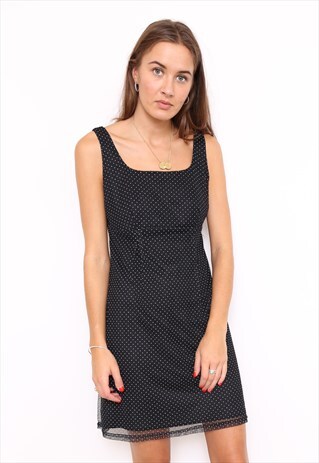 VINTAGE 90S MONOCHROME POLKADOT MINI DRESS