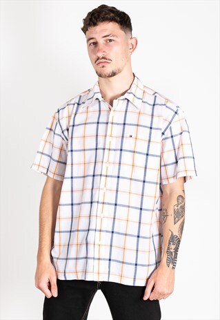 VINTAGE 80S TOMMY HILFIGER SHORT SLEEVE SHIRT / S2136
