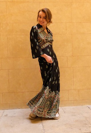VINTAGE LONG DRESS BOHO STYLE 70'S